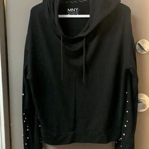 MARC NEW YORK PEDORMANCE LADIES TOP With hood and pearls and rhinestones.LARGE